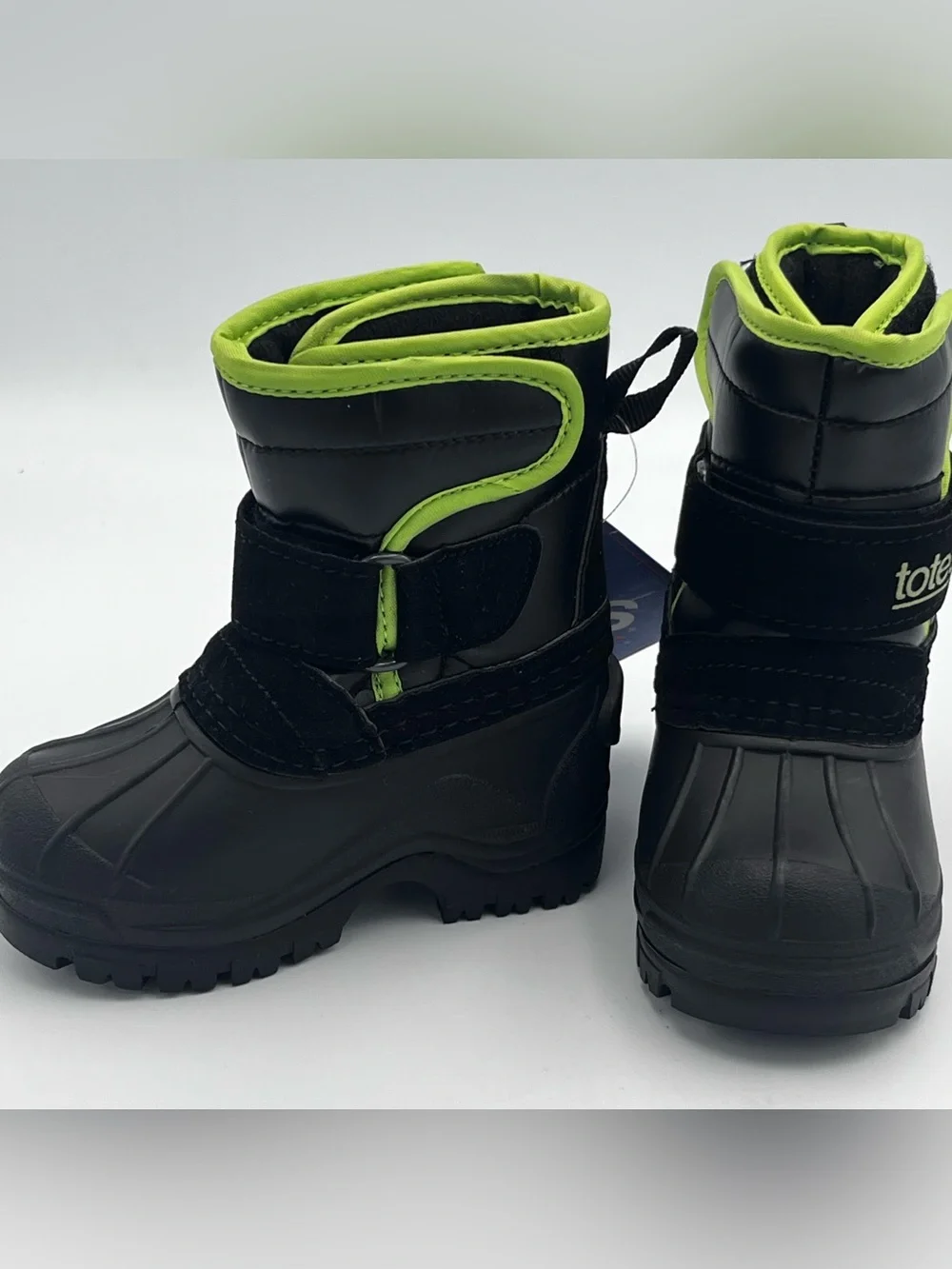 Totes Cody Insulated Snow Boots Black/Lime Green Size 5 Toddler